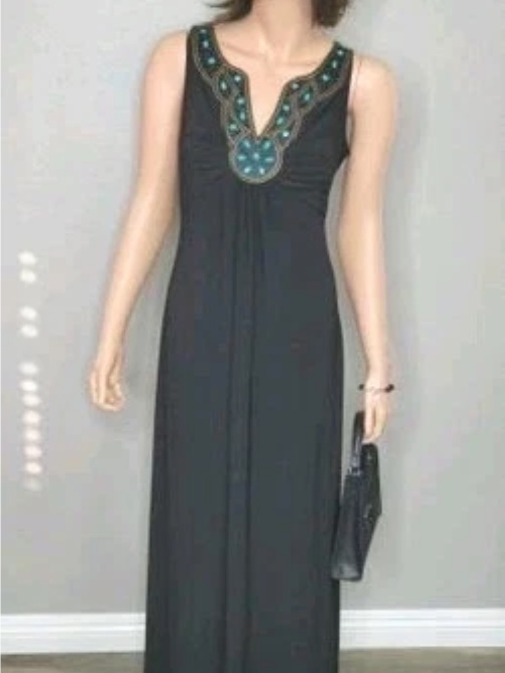 NWT INC Blue Bolero & Black Embellished Maxi Dress - Picture 6 of 7